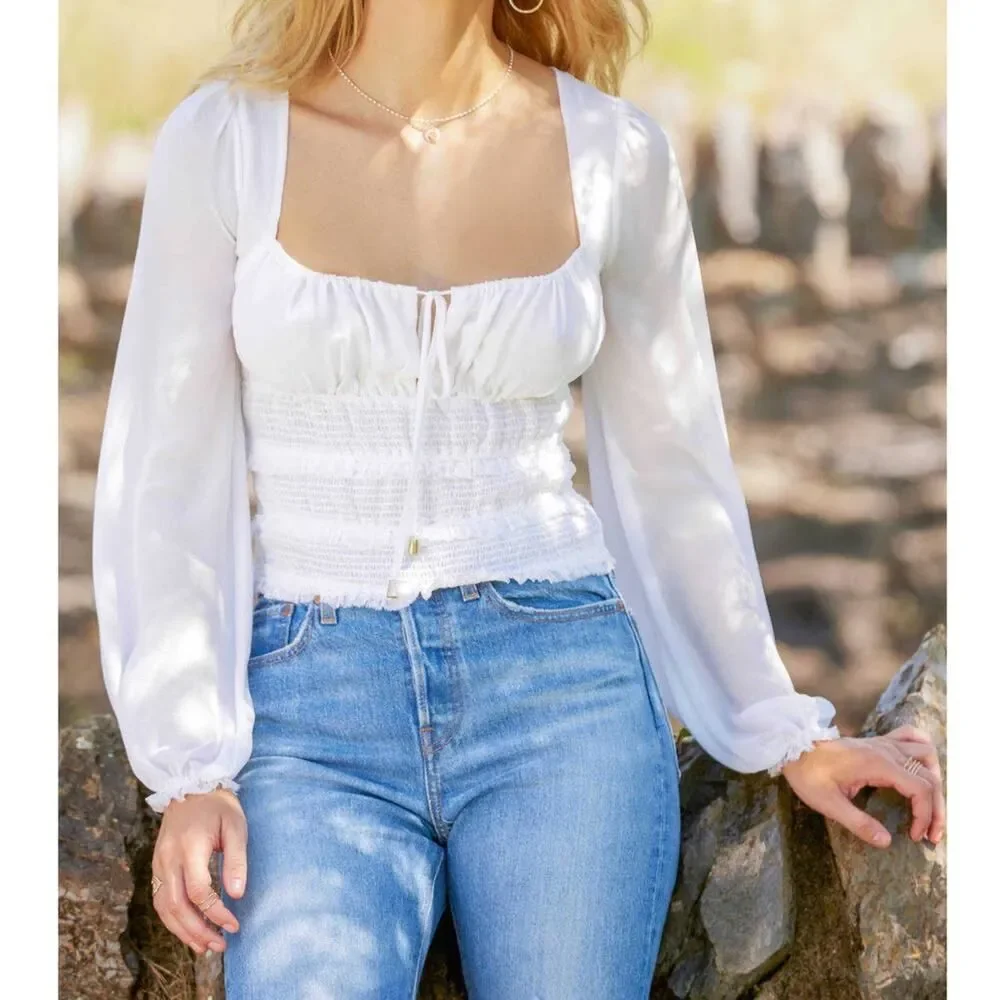 Free People Solid Lolita Milk Maid Top